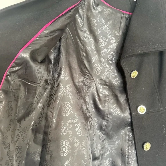 Jessica Simpson Black Trench Coat with Notched Lapel and Long Sleeves - Picture 4 of 7